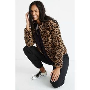 Madewell Sherpa Bomber Jacket in Leopard